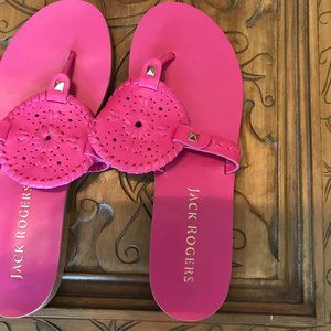 New bright pink leather Jack Rogers sandals